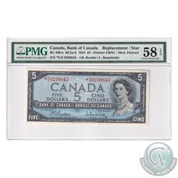 BC-39bA 1954 Bank of Canada Replacement $5, Beattie-Rasminsky, S/N: *N/S 0238843. PMG Certified Choi