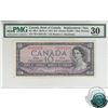 Image 1 : BC-40bA 1954 Bank of Canada Modified Replacement $10, Beattie-Rasminsky, S/N: *B/V0281194 PMG Certif