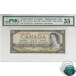 BC-41bA 1954 Bank of Canada Modified Replacement $20, Beattie-Rasminsky, S/N: *V/E0211574 PMG Certif