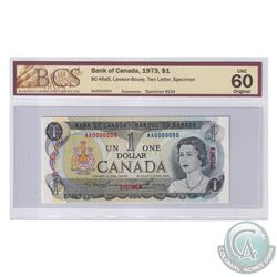 BC-46aS 1973 Bank of Canada Specimen $1, # 234, Lawson-Bouey, S/N: AA0000000. BCS Certified UNC-60 O