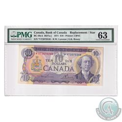 BC-49cA 1971 Bank of Canada Replacement $10, Lawson-Bouey S/N: *VT2070248. PMG Certified Choice UNC-