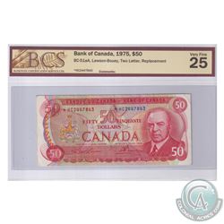 BC-51aA 1975 Bank of Canada Replacement $50, Lawson-Bouey, S/N: *HC2447843. BCS Certified VF-25.