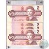 Image 2 : Set of 1986 Bank of Canada $2 Repeater & RADAR Notes with Serial Numbers CBI5252525, CBI5253525, CBI