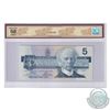Image 2 : BC-56a-i 1986 Bank of Canada $5, Crow-Bouey, S/N: EOH5982472, Blue Back position number. BCS Certifi