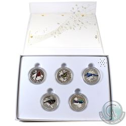 RCM Issue: 2015 Canada $10 Colourful Songbirds 5-Coin Fine Silver Set in Deluxe Box (Tax Exempt).