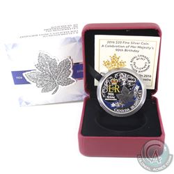RCM Issue: 2016 Canada $20 HRH Queen Elizabeth II's 90th Birthday Fine Silver (Tax Exempt).