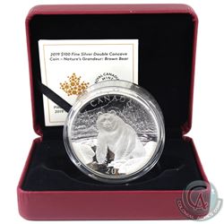 RCM Issue: 2019 Canada $100 Double Concave Nature's Grandeur - Brown Bear Fine Silver Coin (outer sl