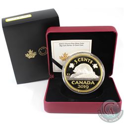RCM Issue: 2019 Canada 5-cent Big Coin Reverse Gold Plated 5oz Fine Silver Coin (TAX Exempt)
