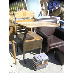 Antique school desk and books