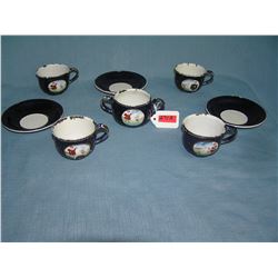 Antique 8 pc enameled porcelain over metal tea set