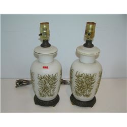 Pair of antique gold gild decorated table lamps