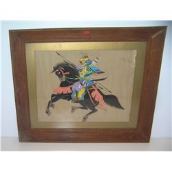 Antique Samurai Warrior painting on silk