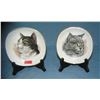 Image 1 : Pair of cat decorated dishes with stands