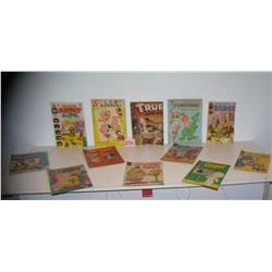 Large group of vintage comic books and coloring books
