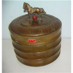 Great early horse decorated pipe smoker's humidor