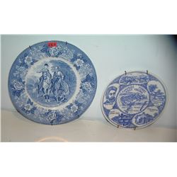 Pair of Civil War themed blue decorated wall plates