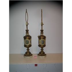 Pair of great early antique table lamps