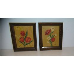 Oil on camvas oak framed paintings signed J. Koji