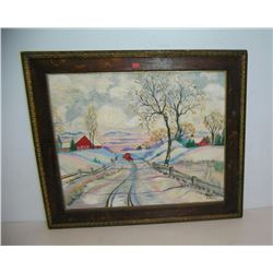 Antique oil on canvas painting signed D. Obrenski