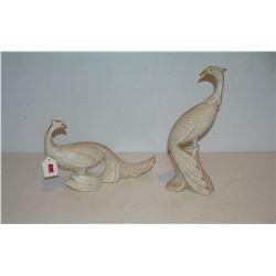Pair of vintage 1950's porcelain tropical birds