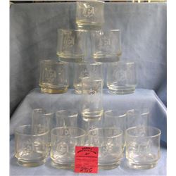 vintage and etched glass and drinking glasses