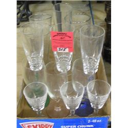 Box of vintage glass and crystal stemware