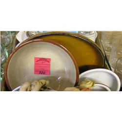 Box of vintage estate stoneware serving bowls