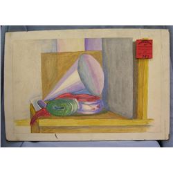 Vintage still life painting on board