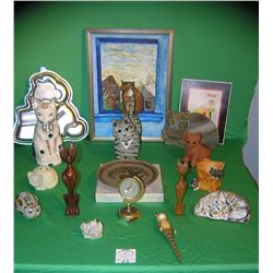 Large collection of vintage cat collectibles