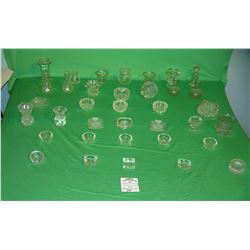 Crystal and glass open salts, tooth pick holders and