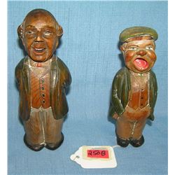 Pair of hand carved gentlemen figures signed Anri