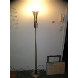 Mid Century walnut and aluminum torche lamp