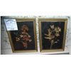 Image 1 : Pair of leaf decorated art pieces both framed