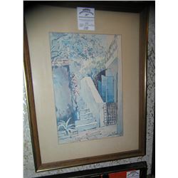 Virgin Islands print by L. Gluck matted and framed