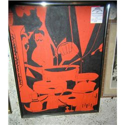 Vintage original art, framed