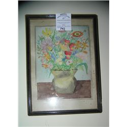 Floral print framed in a great early 1900's frame