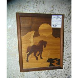 Original wood decorated art work, framed