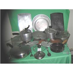 Large group of vintage cooking and bakeware