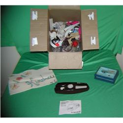 Box full of vintage sewing accessories