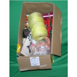Box full of vintage sewing and knitting accessories