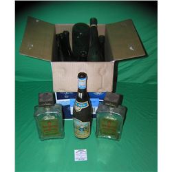 Large box of vintage estate bottles