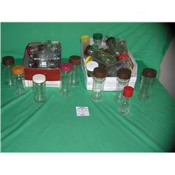 Large group of vintage estate all glass spice jars