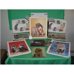 Box full of vintage prints and art work