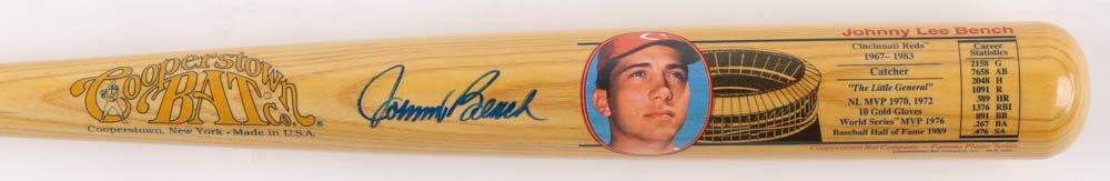 Johnny Bench Signed Cooperstown Bat Company Career Highlight Stat