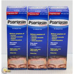LOT OF 3 PSORIASIN SHAMPOO EXP APRIL/20