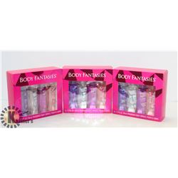 BAG OF 3 BODY FANTASTIES 4PC FRAGRANCE BODY SPRAY.