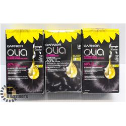 LOT OF 3 GARNIER OLIA ASSORTED BLACK HAIR DYE