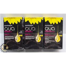 LOT OF 3 GARNIER OLIA 3.0 DARK BROWN HAIR DYE