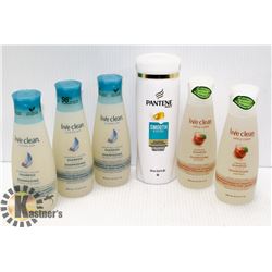 LOT OF ASSORTED SHAMPOO FROM LIVECLEAN AND PANTENE