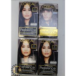 LOT OF 4 ASSORTED LOREAL PARIS HAIR DYE